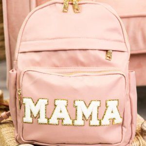 MAMA Patch Backpack Gold Zipper Hardware